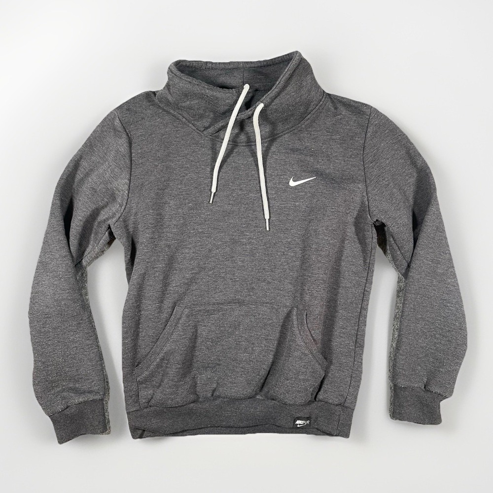 Nike Air  XL Grey Club Fleece Embroidered Swoosh Logo Mock Neck Y2K Gorpcore